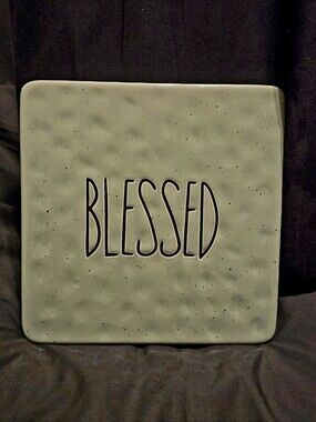 B Harbor Collection "Blessed" Square Ceramic Trivet cork backside 8x8"